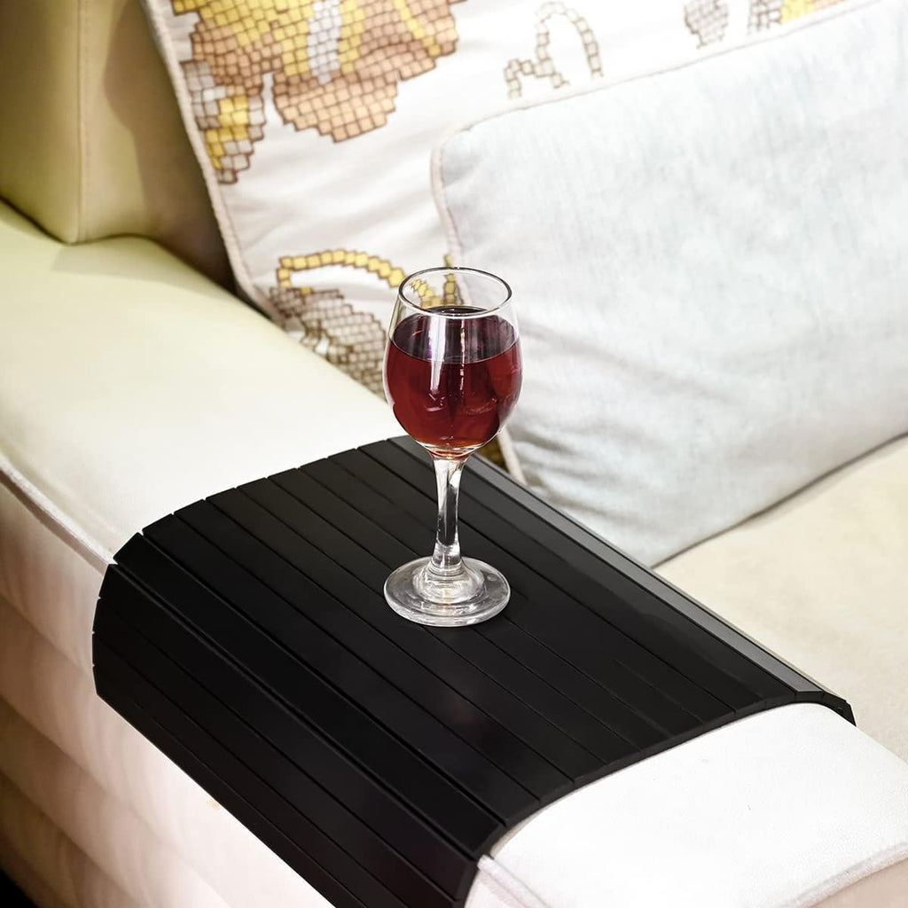 Sofa Arm Tray Table - Flexible/Foldable Couch Arm Table Perfect for Drink & Snacks (16.5" L x 13.25" W x 0.4" H, Black) - Image 2