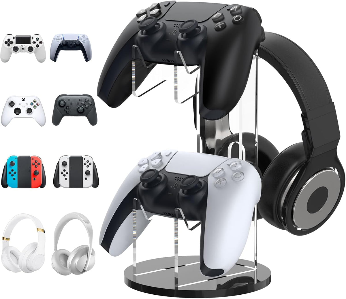 MoKo Universal Game Controller & Headset Stand, 2-in-1 Holder Acrylic by MoKo
