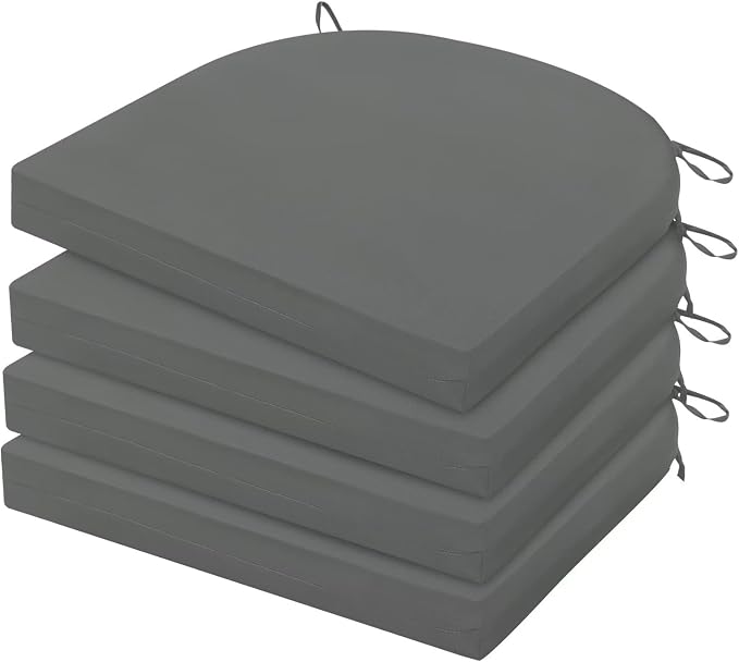 HARBOREST Outdoor Chair Cushions Set of 4, Water Resistant Patio Chair Cushions with Ties, Outdoor Seat Cushions for Patio Furniture, 17"x16"x2", Dark Grey by HARBOREST