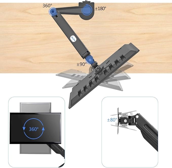 Suptek Single Monitor Arm Fully Adjustable for 17-34-35 Inch Screens | VESA Monitor Mount with Quick Install, Computer Monitor Stand for 32” Monitors, Desk Monitor Mount Holds 24lbs, VESA 75/100mm - Image 3