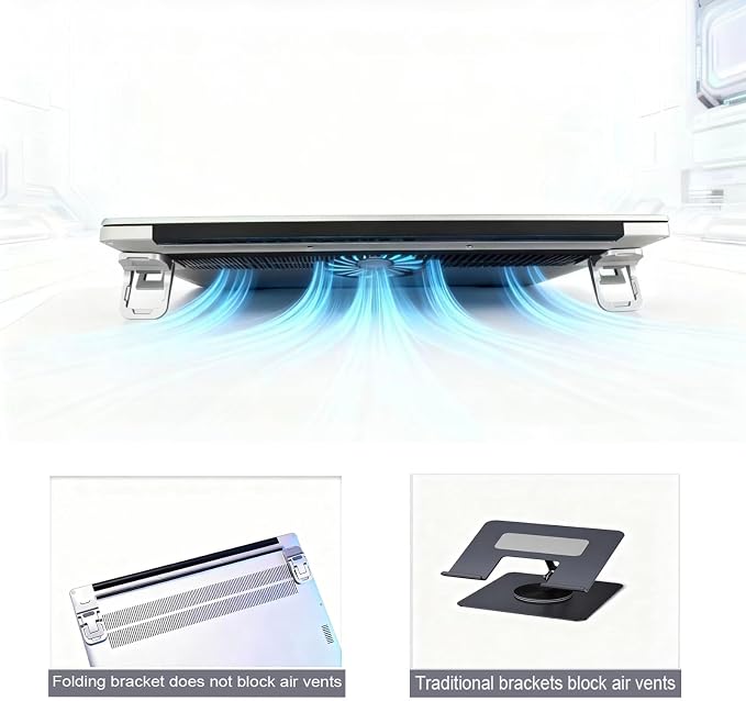 2PCS Laptop Stand, Portable Laptop Cooling Pad, Foldable Metal Keyboard Stand, Mini Keyboard Pillar (Black,Two Gears) - Image 5