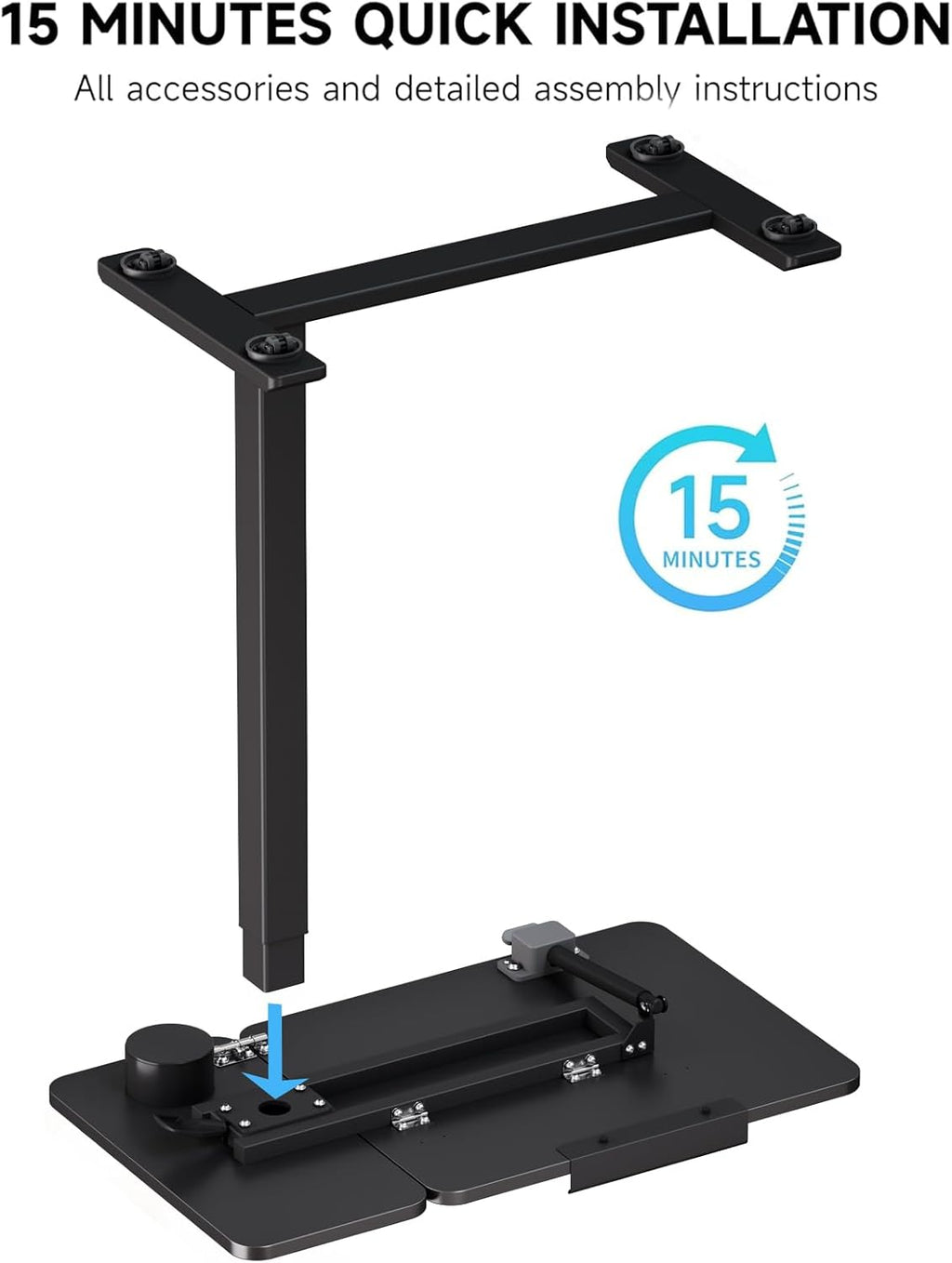 Tilt Top Overbed Table on Wheels, Adjustable Rolling Bedside Table - Image 6
