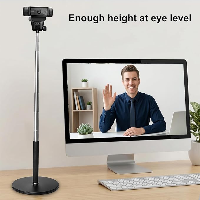 Webcam Stand for Desk, Telescopic Webcam Mount Camera Stand for Logitech Webcam C922 C930e C920S C920 C615 C960 C920x BRIO 4K NexiGo N60 etc, for Zoom Meetings, Streaming, Video Recording - Image 2