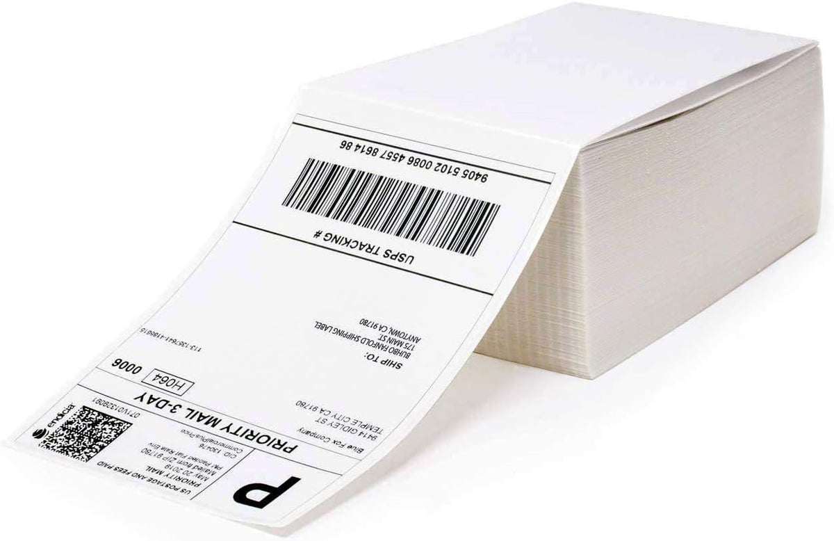 MFLABEL 4x6 Direct Thermal Labels (7500 Labels) 4" x 6" Perforated Shipping Labels Compatible with Zebra Printers Fanfold Thermal Label Stickers for Shipping Packages - 15 Stacks White Labels by MFLABEL