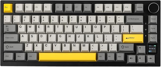 EPOMAKER Ajazz AK820 Pro Wireless Mechanical Keyboard with TFT Display&Knob | 75% Gasket-Mounted Gaming Keyboard, BT/2.4GHz/USB-C Wired, Creamy Keyboard for PC/Mac (Grey, Gift Switch) by EPOMAKER