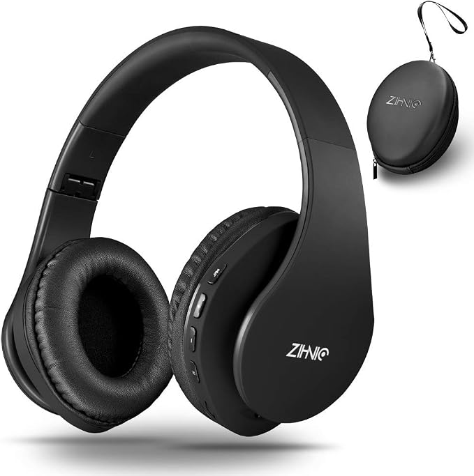 ZIHNIC Bluetooth Headphones Over-Ear, Foldable Wireless and Wired Stereo Headset Micro SD/TF, FM for Cell Phone,PC,Soft Earmuffs &Light Weight for Prolonged Wearing (Black) by ENJOYMUSICLIFEWITHZIHNICHEADPHONES