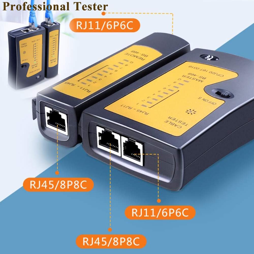 LEATBUY Network Tool Kit Set, Cable Tester Repair Tools Wire Stripping Cutter, Coax Crimper Plug Crimping, Punch Down RJ11 RJ45 Cat5 Cat6 Wire Data Detector Stripper (Orange), DRED-63S - Image 3
