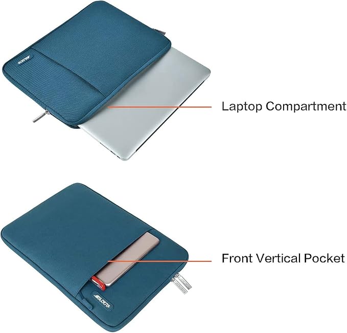 MOSISO Laptop Case 12.3 inch, 11-11.6 inch Laptop Sleeve Bag with Pocket | Compatible with MacBook Air 11.6, Acer HP Dell Lenovo Samsung, Surface Pro, Polyester Vertical Computer Bag, Deep Teal - Image 4