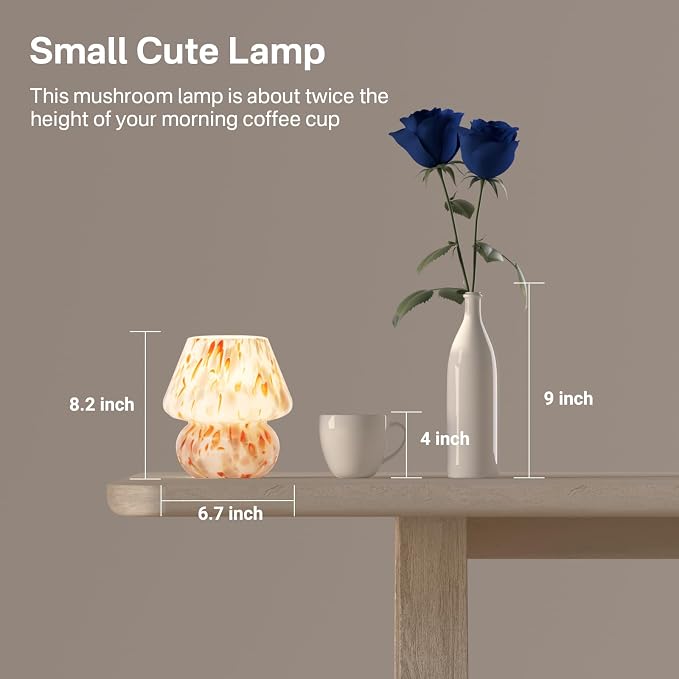 Mushroom Lamp Small Lamp Table Lamp for Bedroom, Desk Bedside Lamps for Living Room,Mushroom Decor Cute Mini Modern Mid Century Lamps for Night Stands,Aesthetic Home Deco (Flame Amber) - Image 5