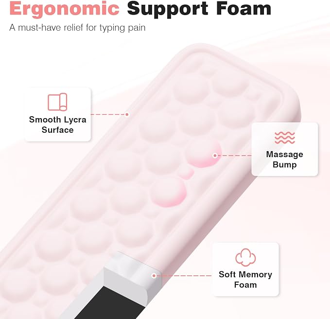 Ospelelf Ergonomic Mouse Pad and Keyboard Wrist Rest, Typing Wrist Pad with Support, Desk Mousepad Set for Office, Pink - Image 5