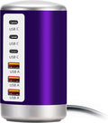 60W USB Charging Station with 6-Port (3 USB-A & 3 USB-C) for iPhone 12/13/14, Tablets & Smartphones - Purple by Improveyourqualityoflife