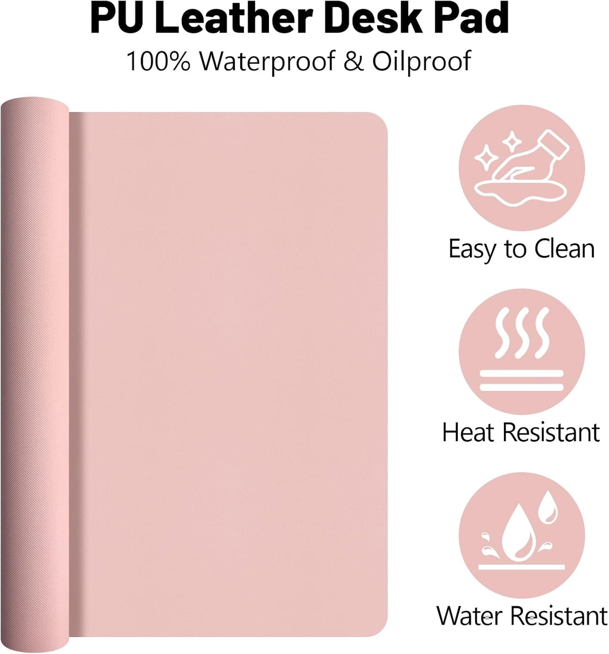 Leather Desk Pad Mat, Large Pink Desk Mat, 47.2" x 16.9" - Image 2