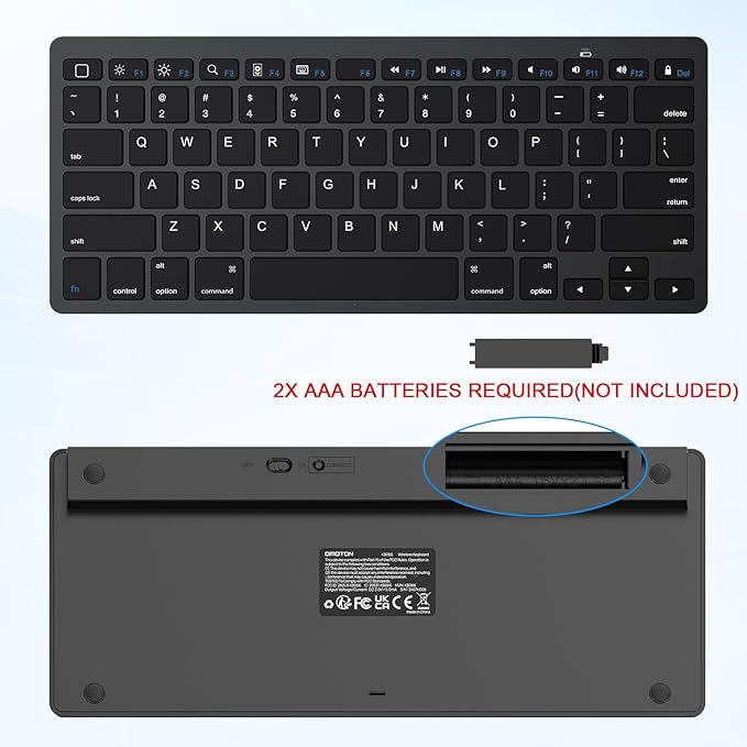 OMOTON Ultra-Slim Bluetooth Keyboard for iPad,iPad Pro/Air/Mini,iPhone | Stable Wireless iOS Keyboard with 12 Multimedia Keys, Portable Size for Office, Business, Travel, School, Black - Image 5