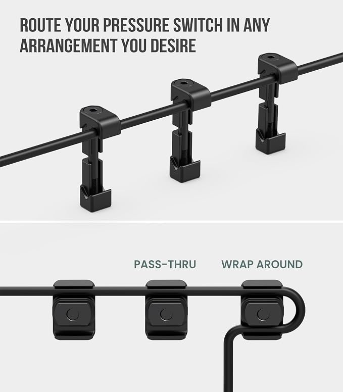 Pressure Switch Cable Management Kit Compatible with M-LOK/Picatinny Rail, Pressure Switch Cable Guides, Cable Clips, Wire Management for Flashlight/Laser, 16 Pack(8 Mlock + 8 Picatinny) - Black - Image 3