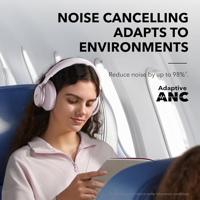 Soundcore Anker Space One ANC Over-Ear Headphones, Voice Reduction | Active Noise Cancelling, Comfortable Fit, Bluetooth, 40H ANC Playtime, App Control, LDAC Hi-Res, 3 Mics with AI, Travel-Ready - Image 3