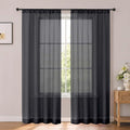 Black Sheer Curtains 84 inches Long for Living Room 2 Panels Set | Sheer White Curtains for Bedroom, Rod Pocket Airy Light Filtering Window Treatments, 2pcs, Each Panel 42" Width x 84" Long by OWENIE