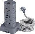 Charging Station Tower, Power Strips with Surge Protection, Flat Plug | 12 Outlets 4 USB Ports, 6Ft Extension Cord with Multiple Outlets, Office Desk Supplies, Dorm Essentials by Mifaso