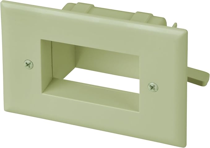 DATACOMM Electronics 45-0008-IV Easy Mount Recessed Low Voltage Cable Plate - Ivory by DATACOMM