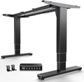 HUANUO 3-Stage Standing Desk Frame with Double Crossbeam,Black Frame Only | 23.6"-49.2" height range,Brushless Motor,220 lbs Capacity,Fits Max 35.4″ x 86.6″ Tops,4 Memory Heights,40% Thicker Legs by HUANUO