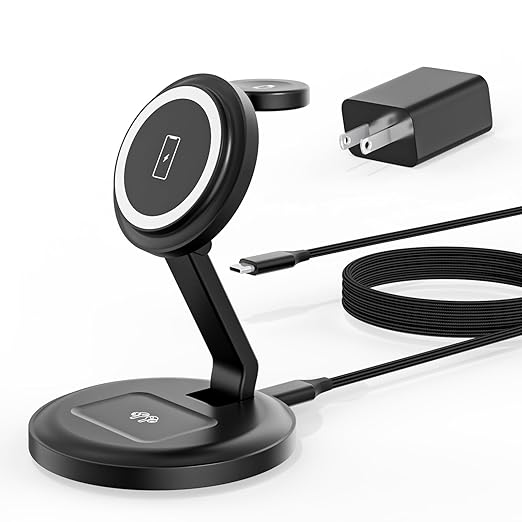 Charging Station for Apple Magsafe Wireless Charger iPhone Charging Station | 15W 3 in 1 Foldable Stand Magnetic Wireless Charger for iPhone 17 Pro Max/16 Plus/16 ProMax/15/14/13,Apple Watch,AirPods Pro by Unknown