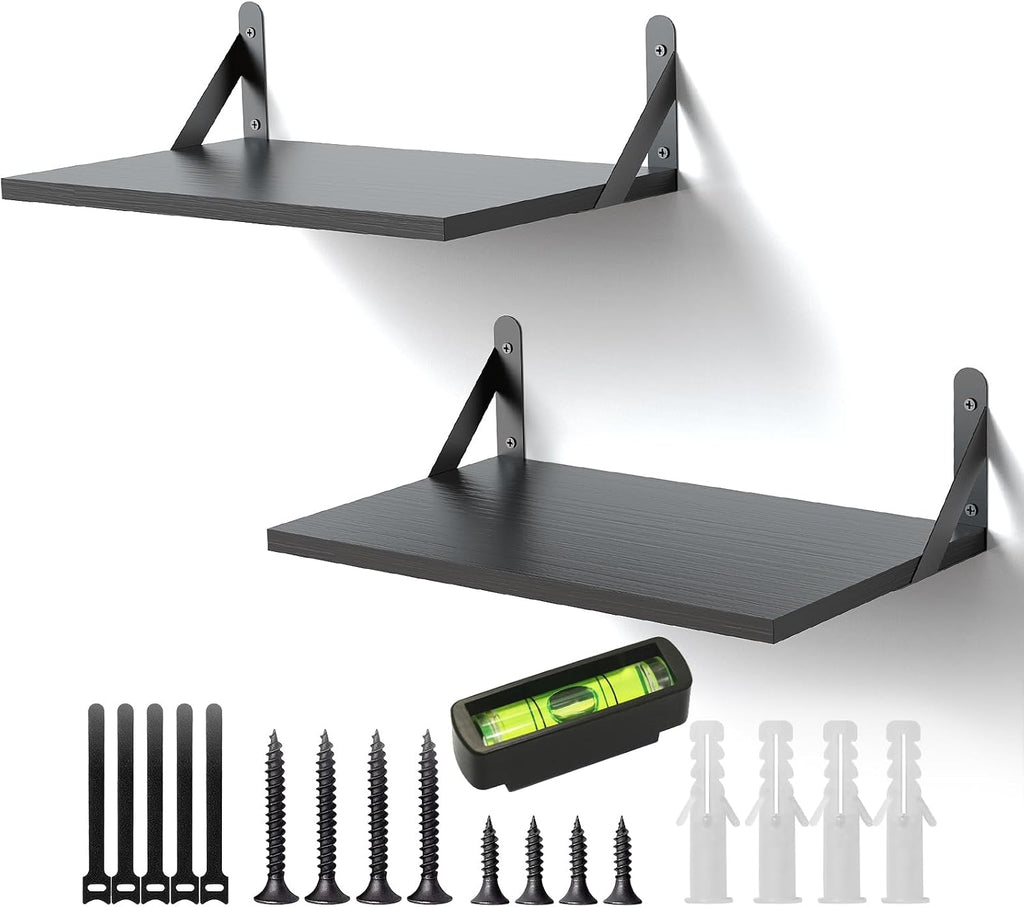 DAWASAPAT Projector Shelf, All Black Projector Wall Mount Floating Shelf, Projector Stand, Projector Rack Holder, 15.7" x 9.8" (L*W) Projector Mount with Cable Ties-2pcs - Image 8