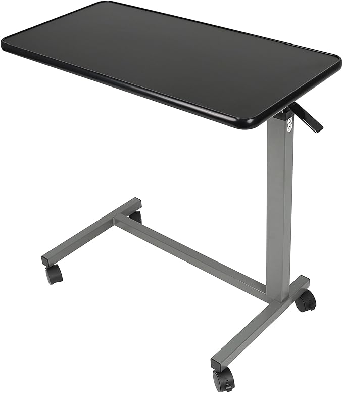 Vaunn Medical Cart Adjustable Overbed Table with Wheels – Rolling Bedside Table for Hospital, Portable Standing Cart & Laptop Desk for Bed, Couch, Wheelchair by Vaunn