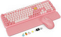 Wireless Keyboard and Mouse Combo, Pink, Round Keycaps, Magnetic Wrist Rest by Trueque