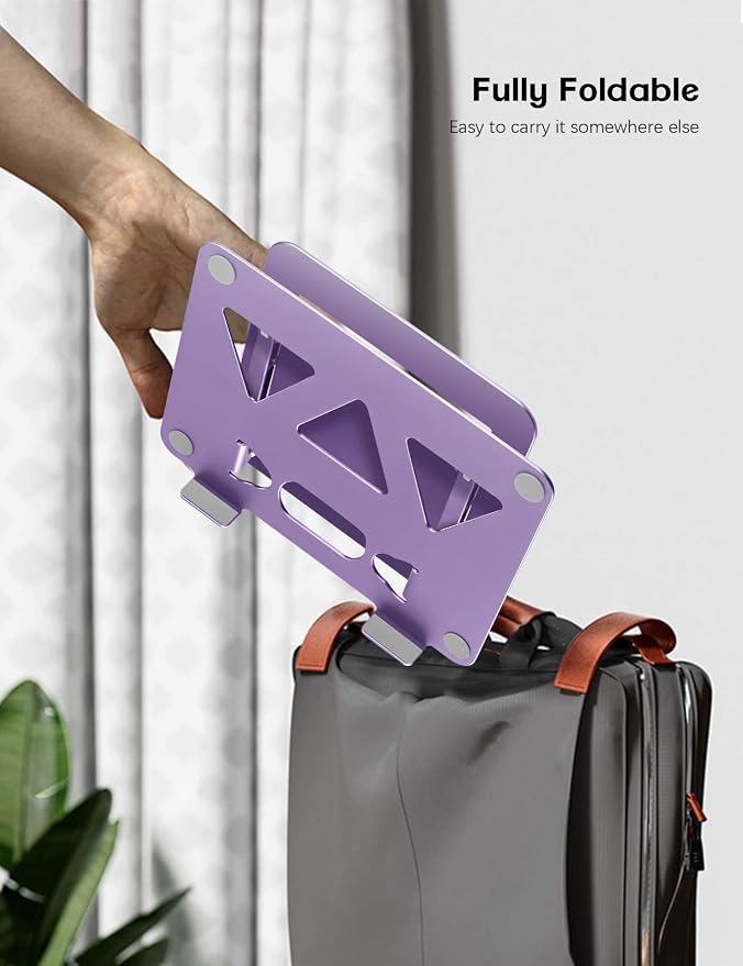 Aoviho Adjustable Laptop Stand for Desk,Portable Laptop Stand Holder and Riser,Foldable Aluminum Notebook Computer Stands for MacBook Air Pro HP Lenovo Dell Samsung Chromebook, 10-15.6 inch, Purple - Image 7
