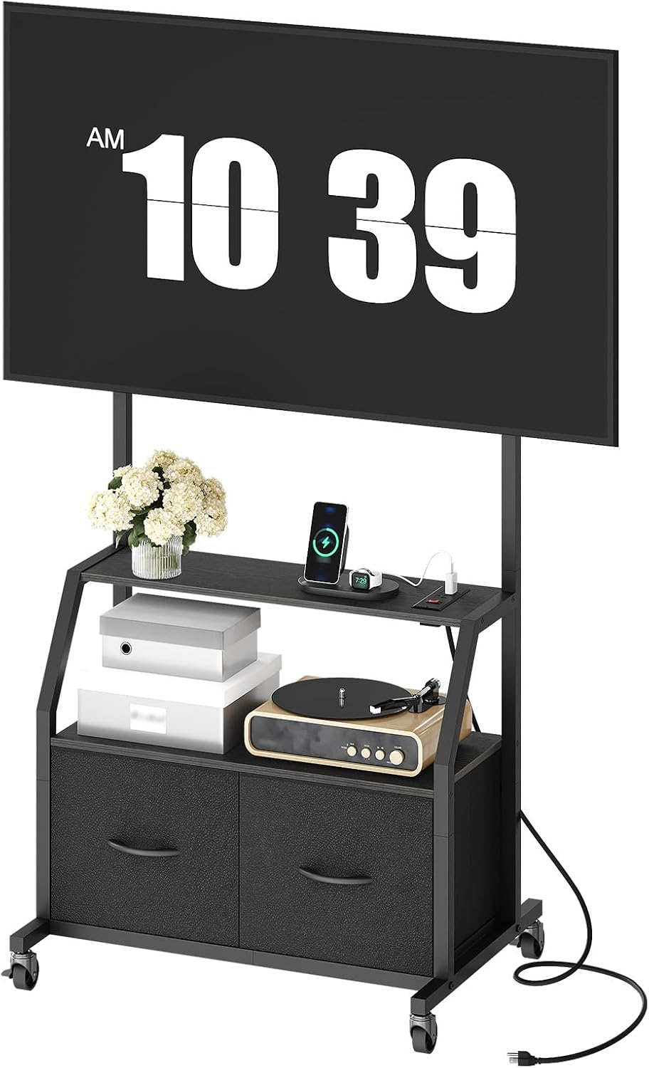 MAHANCRIS Rolling TV Stand with Mount and Wheels for 32"-55" TV - Image 9