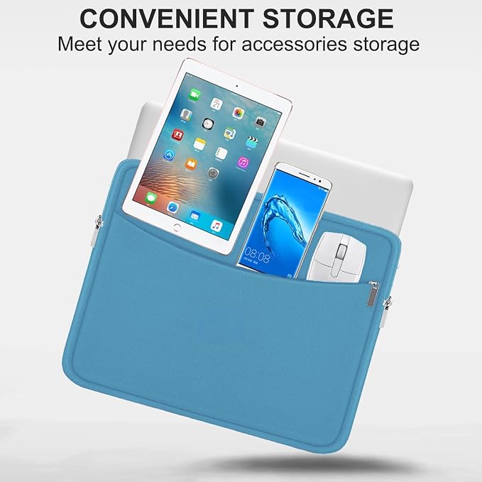 Laptop Case Sleeve 15.6 inch, Shockproof Protective Laptop Cover Briefcase Carrying Computer Bag with Accessory Pocket, Computer Bag Compatible with MacBook, HP, Dell, Lenovo, Asus, Light Blue - Image 2
