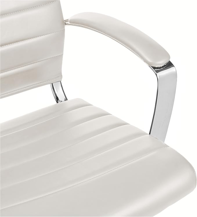 Amazon Basics High-Back Swivel Office Chair with Lumbar Support, Ergonomic Ribbed Faux Leather, Modern Style, 45.25" x 24.75" x 23.25", Stunning White - Image 5