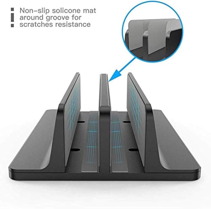 Universal Laptop Vertical Stand, Dual Desktop Adjustable Notebook Stand (up to 17.3 inches) for Samsung/HP/Dell/Chrome Book laptops (Black) - Image 2