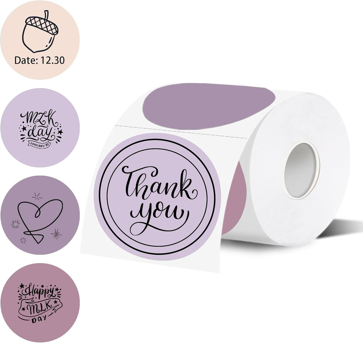 3 Inch Thermal Label,Purple Round Thermal Printer Label,Waterproof Thermal Stickers for DIY Logo Design,Name Tag,Thanks Card 300 Labels/Roll by WANGHENG