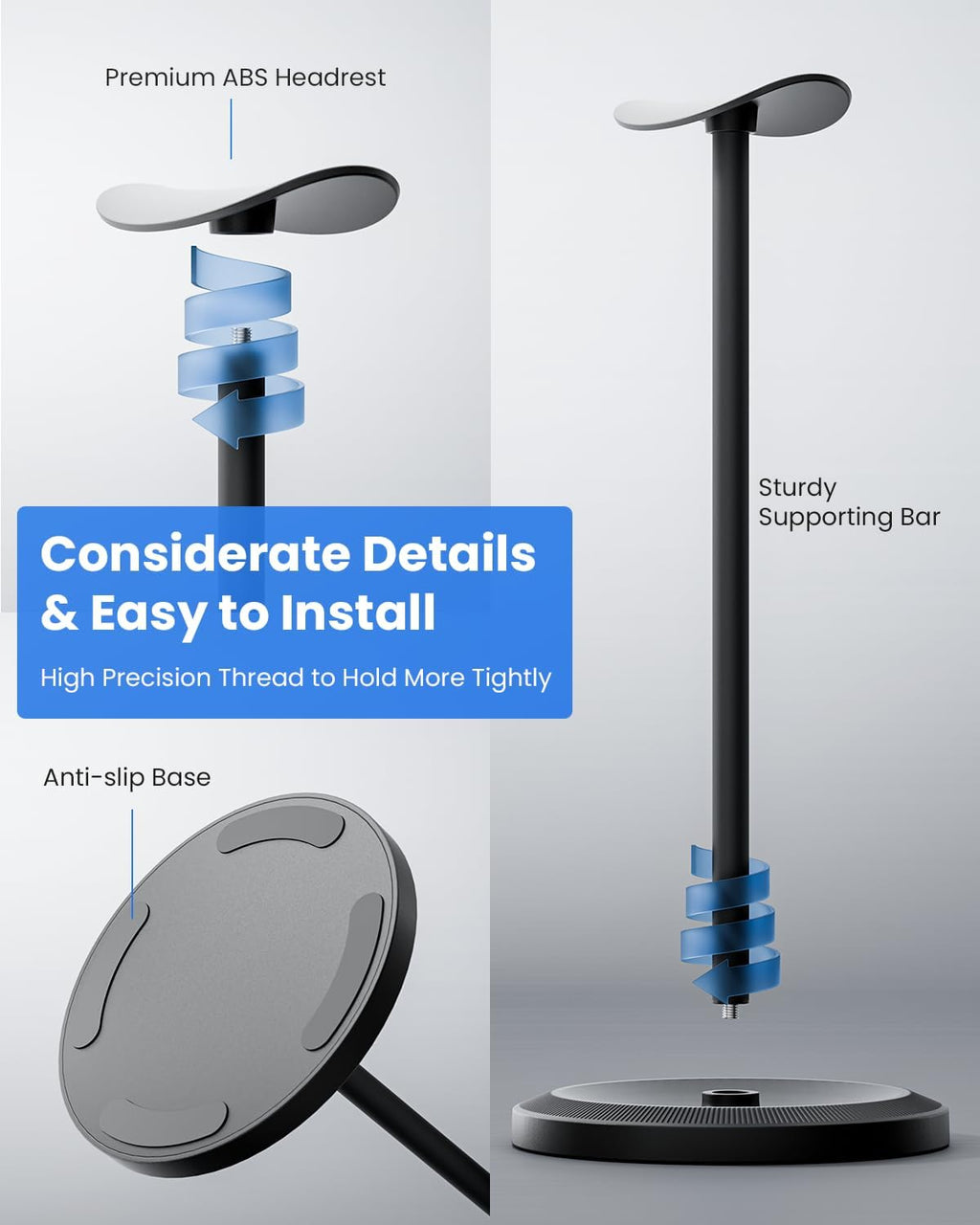 Headphone Stand, Desktop Headset Holder, Black - Image 7