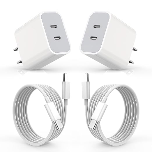 iPhone 17 Charger,USB C Charger Fast Charging with USBC to USBC Cable 2Pack | Dual Type-C Port PD Charging Block iPhone 17 Adapter with USBC Cable,Fast Charging for iPhone 17/17 Pro/Air/16/16 Pro/15,iPad by Unknown