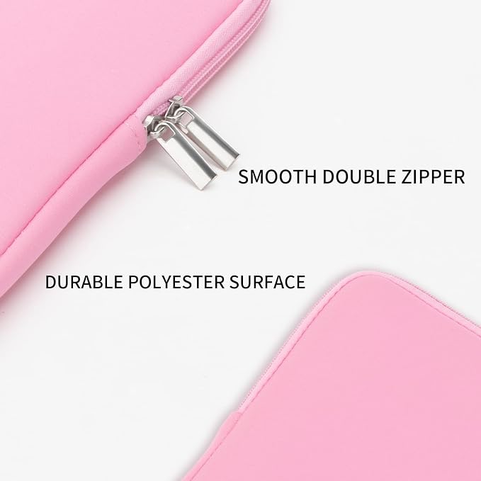 RAINYEAR 15.6 Inch Laptop Sleeve Soft Case with Accessories Pouch, Pink | Protective Case Padded Carrying Cover Zipper Computer Bag Compatible with 15.6 Inch Notebook Tablet Chromebook Laptop - Image 3