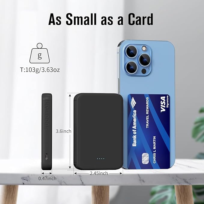 S22 Portable Charger, Mini Colorful Power Bank, PowerNano, 5000mAh External Battery Pack Compatible with iPhone 15/14/13/12/11/X All Series and Android Phone,Blue - Image 2