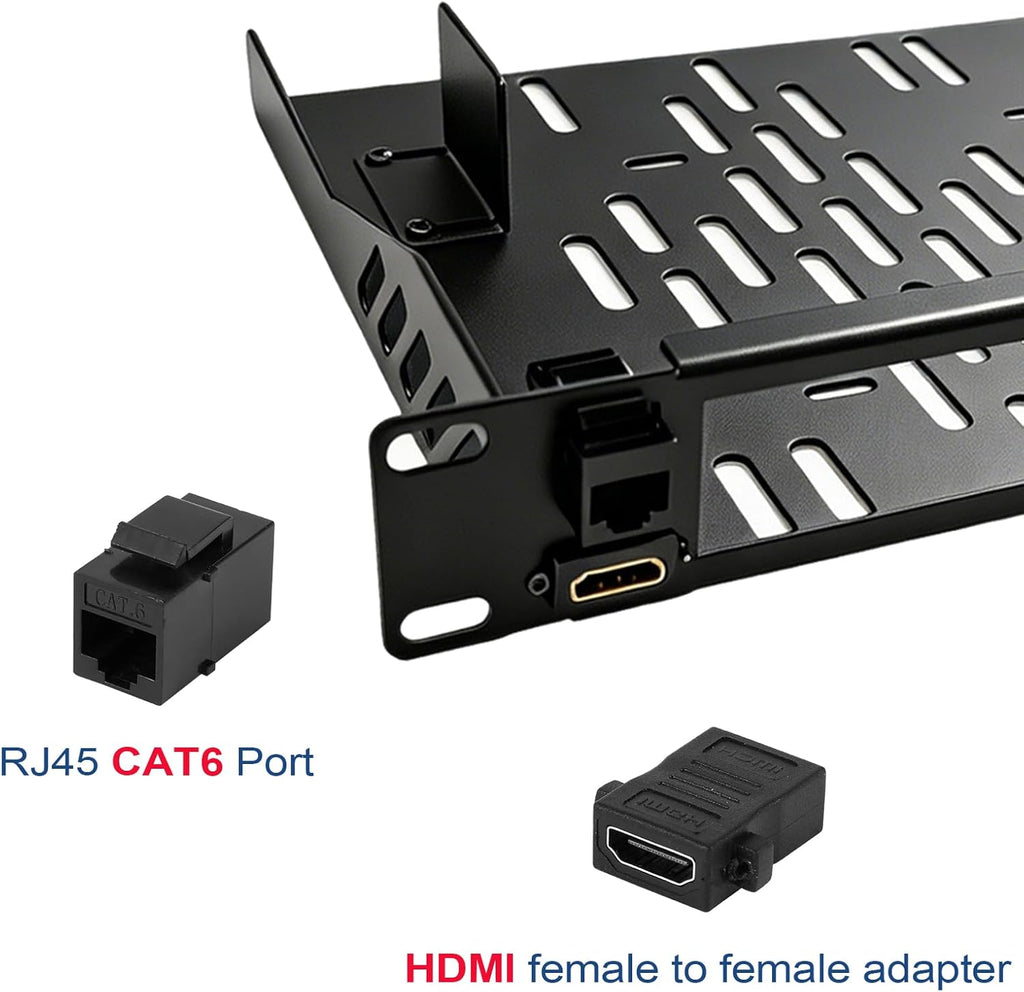 2-Pack 10inch 1U Mini PC Rack Mount Shelf Compatible with Dell Micro OptiPlex MFF Lenovo ThinkCentre HP Desktop Mini with RJ45 CAT6 Port & HDMI Port - Image 5