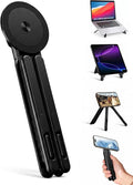 Magnetic Phone Stand & Foldable Laptop Riser, Matte Black Multi-Device Aluminum Desk Mount, N52 MagSafe Tripod Grip for Travel Office, Ergonomic Elevator for MacBook, iPad & iPhone by werfami