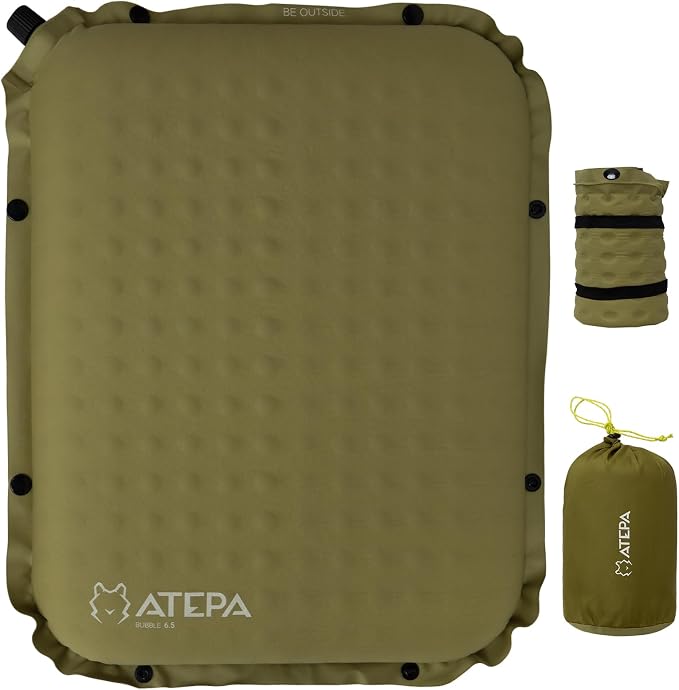 ATEPA Inflatable Seat Cushion | 2" & 2.5" Foam Core Seat Pad, Self Inflating, Compact, Stadium, Airplane, Travel, Camping, Hiking, Sports events by ATEPA