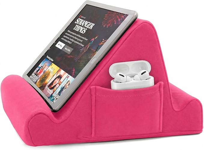 Brookstone Tablet Lap Cushion - Tablet/Phone/Ebook Holder for Bed, Flights, and Travel, Memory Foam Lap Desk for Reading and Hands Free Viewing, Compatible iPad and Kindle Accessories, Pink by Unknown