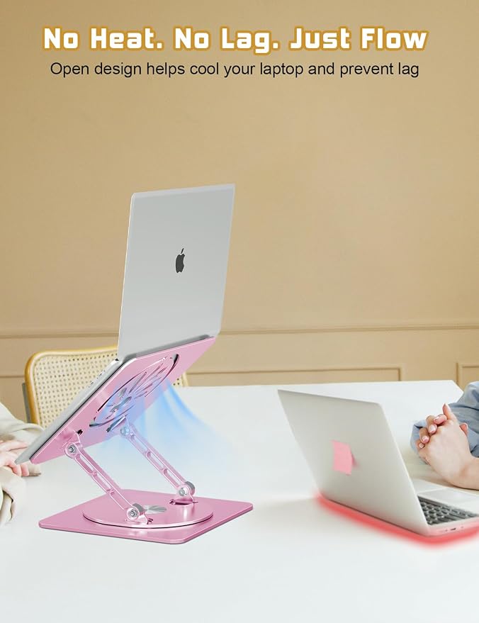 Adjustable Laptop Stand for Desk-360° Rotating Foldable Laptop Holder Ergonomic Laptop Riser for MacBook Pro/Air Dell HP Lenovo Notebook up to 16",Pink - Image 5