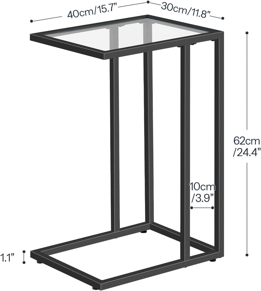 HOOBRO C Shaped End Table, Glass Side Table with Metal Frame - Image 3