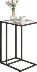 YMYNY C-Shaped End Table, Tempered Glass Side Table for Small Space by YMYNY