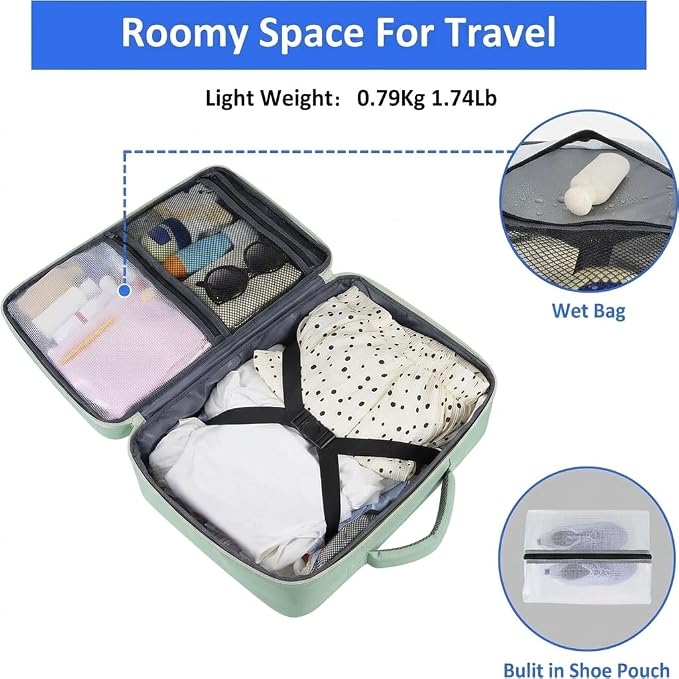 Taygeer Carry On Backpack, 35L Travel Backpack for Women Airline Approved | Cute Underseat Personal Item Travel Bag with Shoe Compartment, Casual Daypack Gifts for Friend Weekend, Green Beige - Image 4