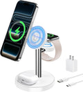 Aeinidi 3 in 1 Fast Wireless Charging Station for Apple, 15W Strong Magnetic Charging Stand Compatible with MagSafe Charger for iPhone 17 16 15 14 13 12 Apple Watch AirPods Series, Adapter Included by Aeinidi