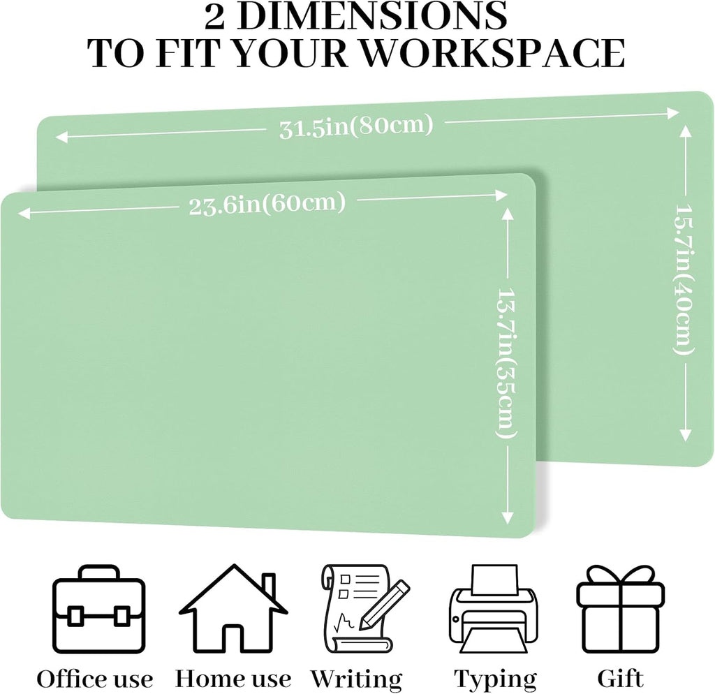 Leather Desk Pad Mat, Green Desk Mat, 23.6" x 13.7" - Image 3