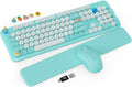 Wireless Keyboard and Mouse Combo, Typewriter Keyboard, Magnetic Wrist Rest | Full-Size, Cute Round Keycaps, Smart Sleep Mode, 2.4GHz Stable Connection for Mac/Windows/PC, Office or Home, Trueque CK24 by Trueque