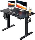 HUANUO Electric Standing Desk, Whole Piece Desktop, Adjustable Height Computer Desk, 4 Height Memory Settings, Sit Stand Up Desk for Home Office, 40" x 24", Black by HUANUO