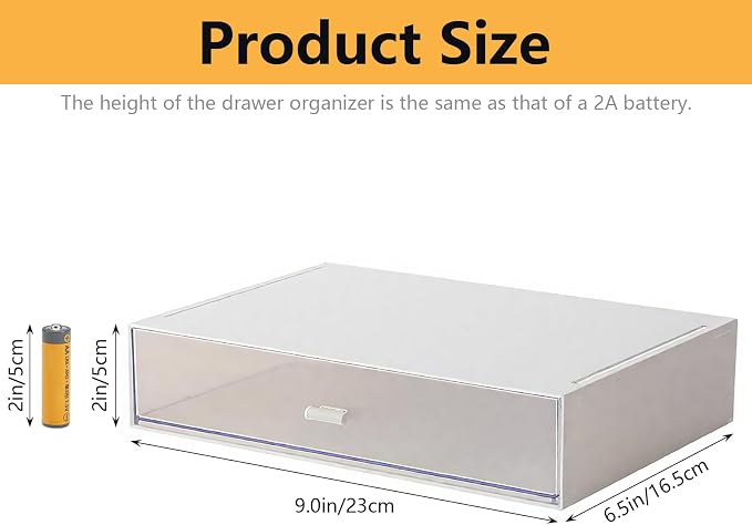 Desk Organizer with Drawers Stackable Storage Drawers, Plastic Compact Desk Storage Box Great for Office School Home Small Space- 1drawers (White) - Image 3